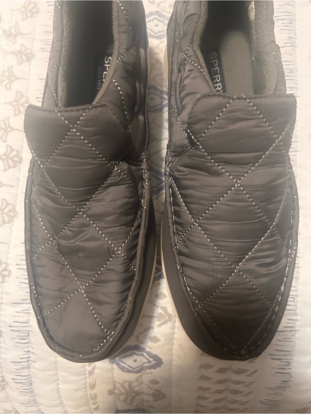 Sperry Quilted Slip-On Loafers in Dark Gray
